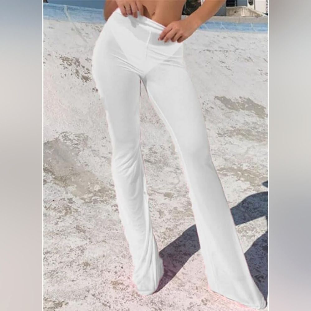 Women'sβWhite Flared Mesh Pants Sz X-large